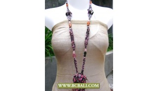 Bcbali Multi Beaded Layer Necklace with Stone Pendant
